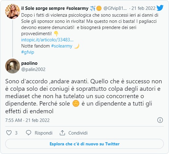 grande fratello vip il pubblico Soleil